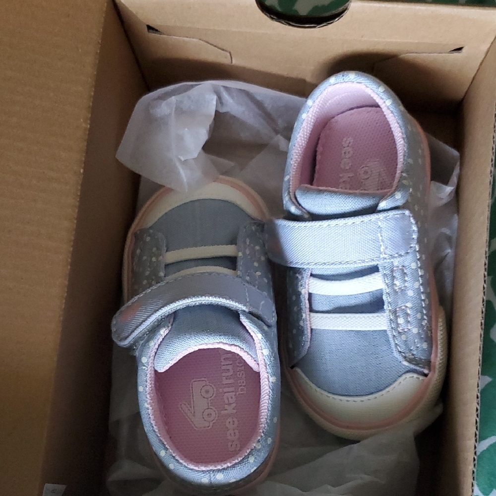 See Kai Run Light Blue and Pink Toddler Canvas Sneakers - Picture 3 of 4